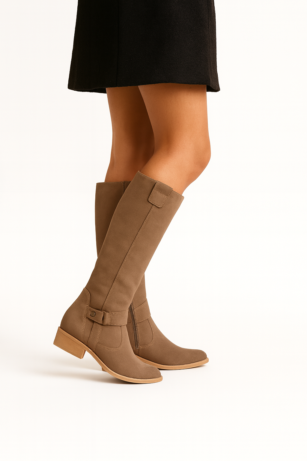 Falerro Women’s Knee High Faux Suede Riding Boots