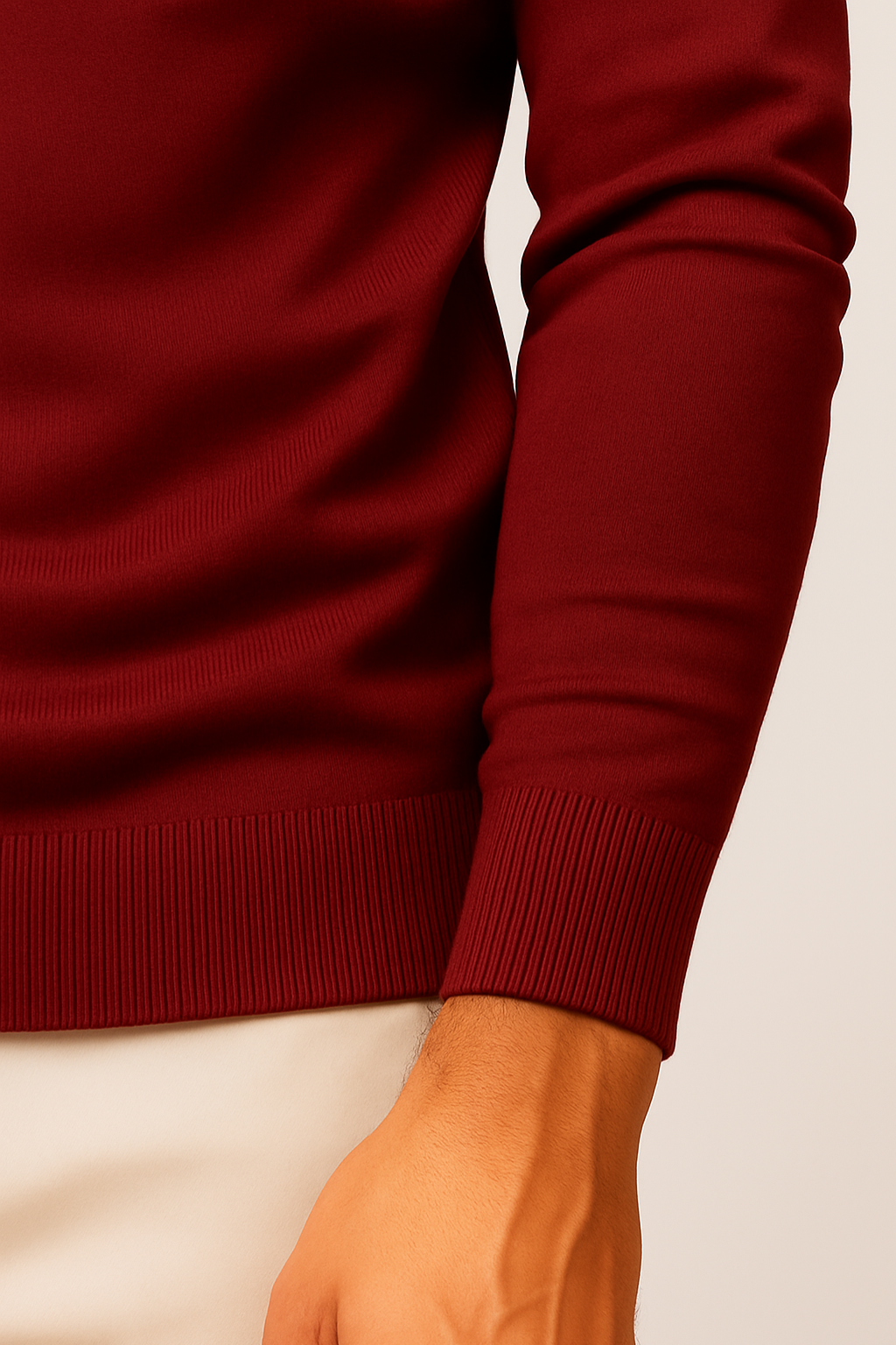 Falerro Men’s Turtleneck Sweater – Rib Knit Wool Blend