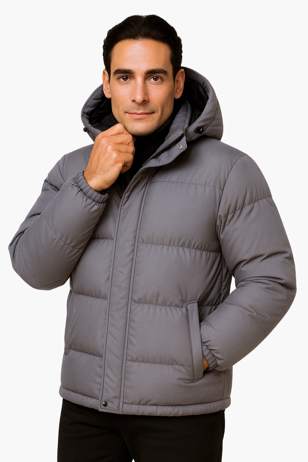 Falerro Men’s Hooded Puffer Jacket – Quilted Design