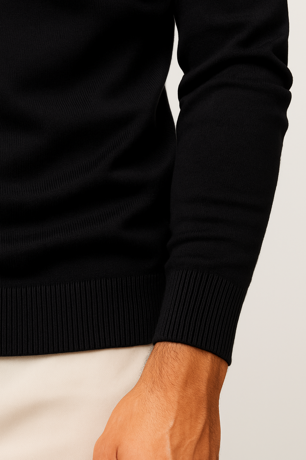 Falerro Men’s Turtleneck Sweater – Rib Knit Wool Blend