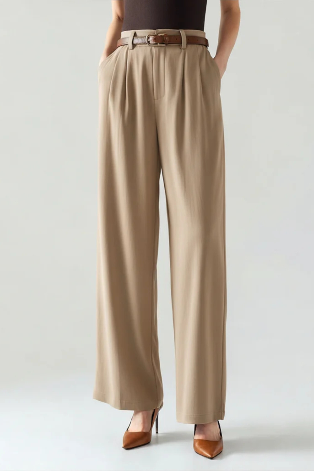 Falerro Women’s High Waist Wide Leg Satin Pants