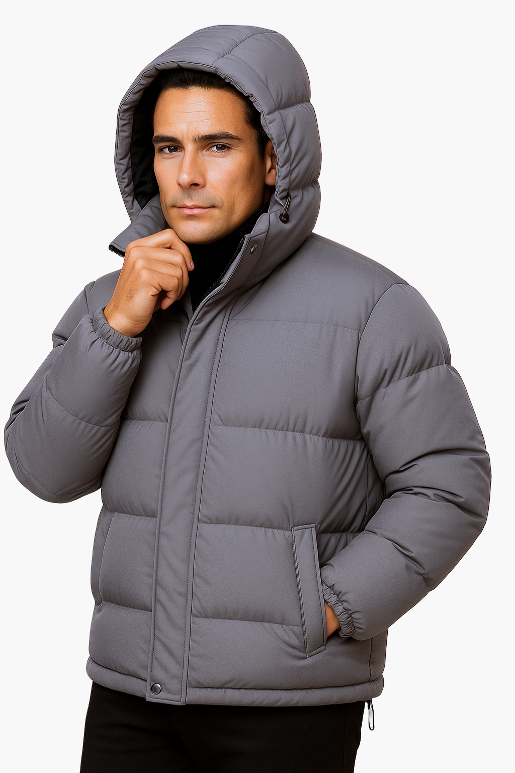 Falerro Men’s Hooded Puffer Jacket – Quilted Design