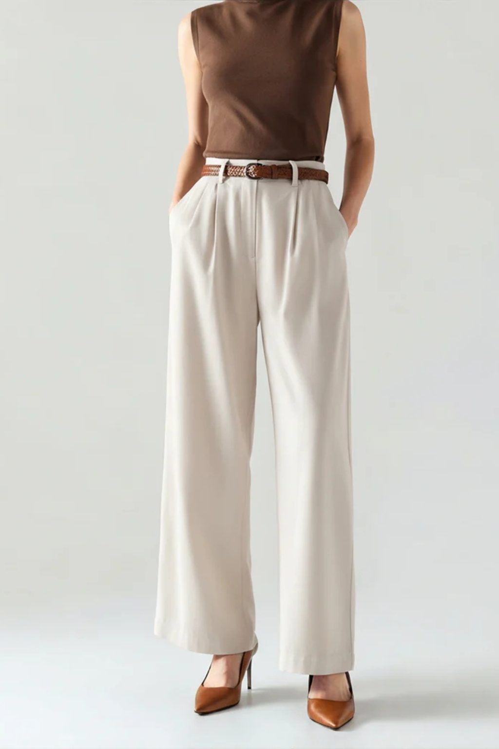 Falerro Women’s High Waist Wide Leg Satin Pants