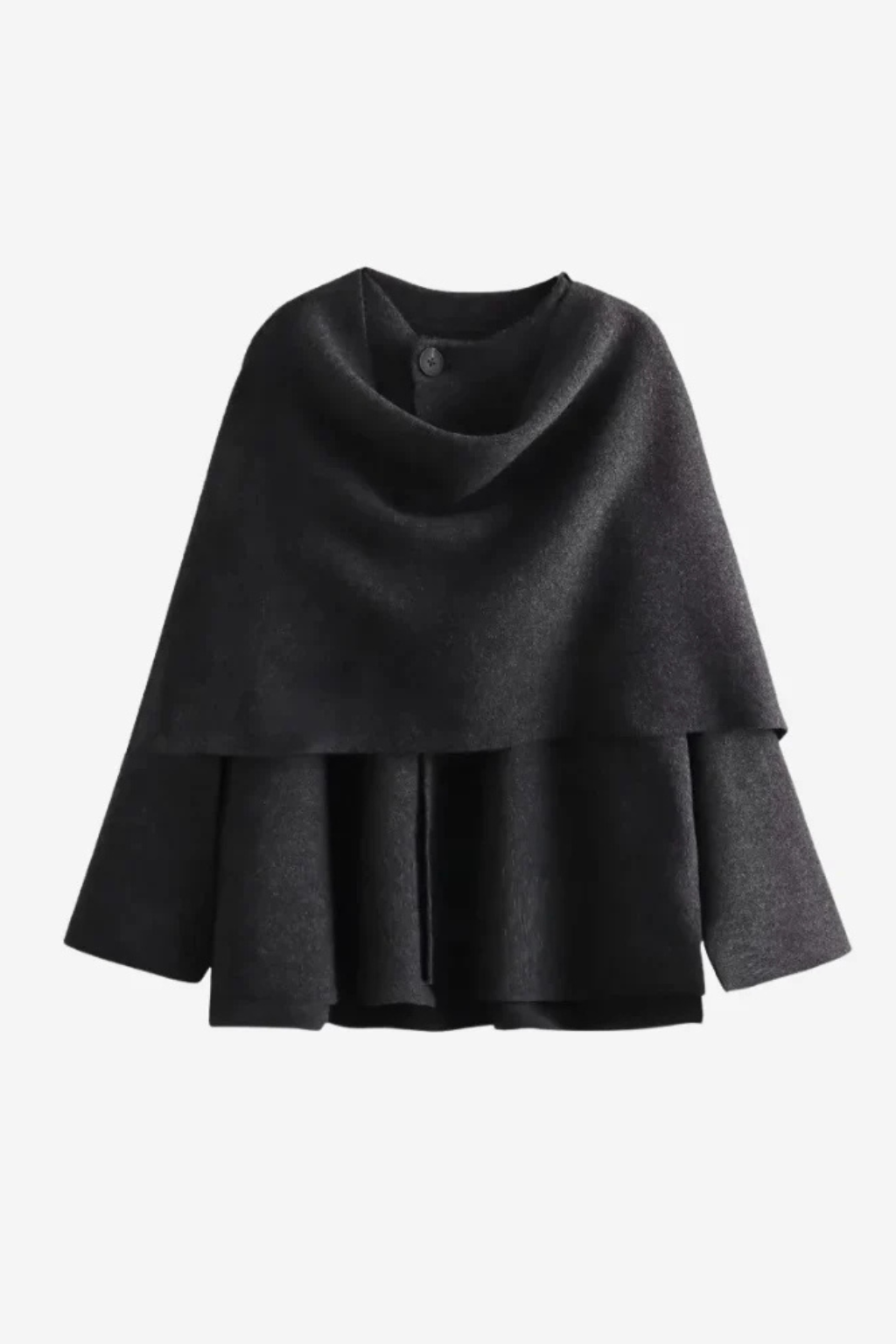 Falerro Women’s Wool Blend Open Front Coat with Scarf Collar