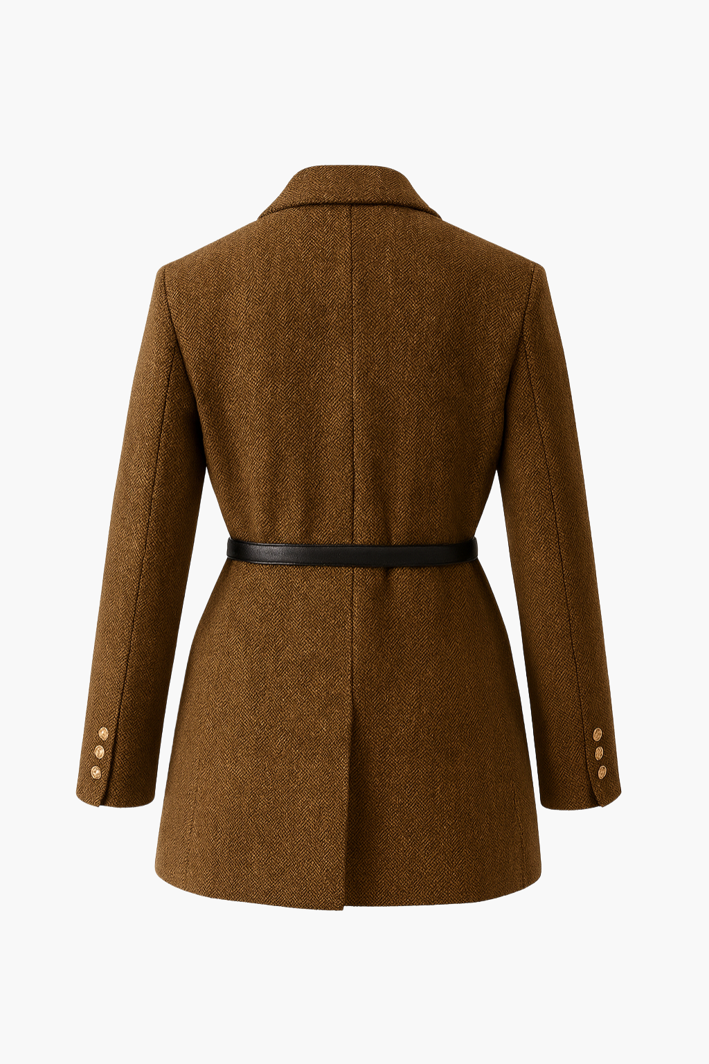 Falerro Women’s Long Wool Blend Double-Breasted Blazer Coat with Belt