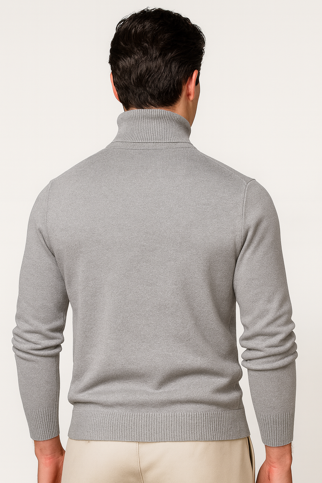 Falerro Men’s Turtleneck Sweater – Rib Knit Wool Blend