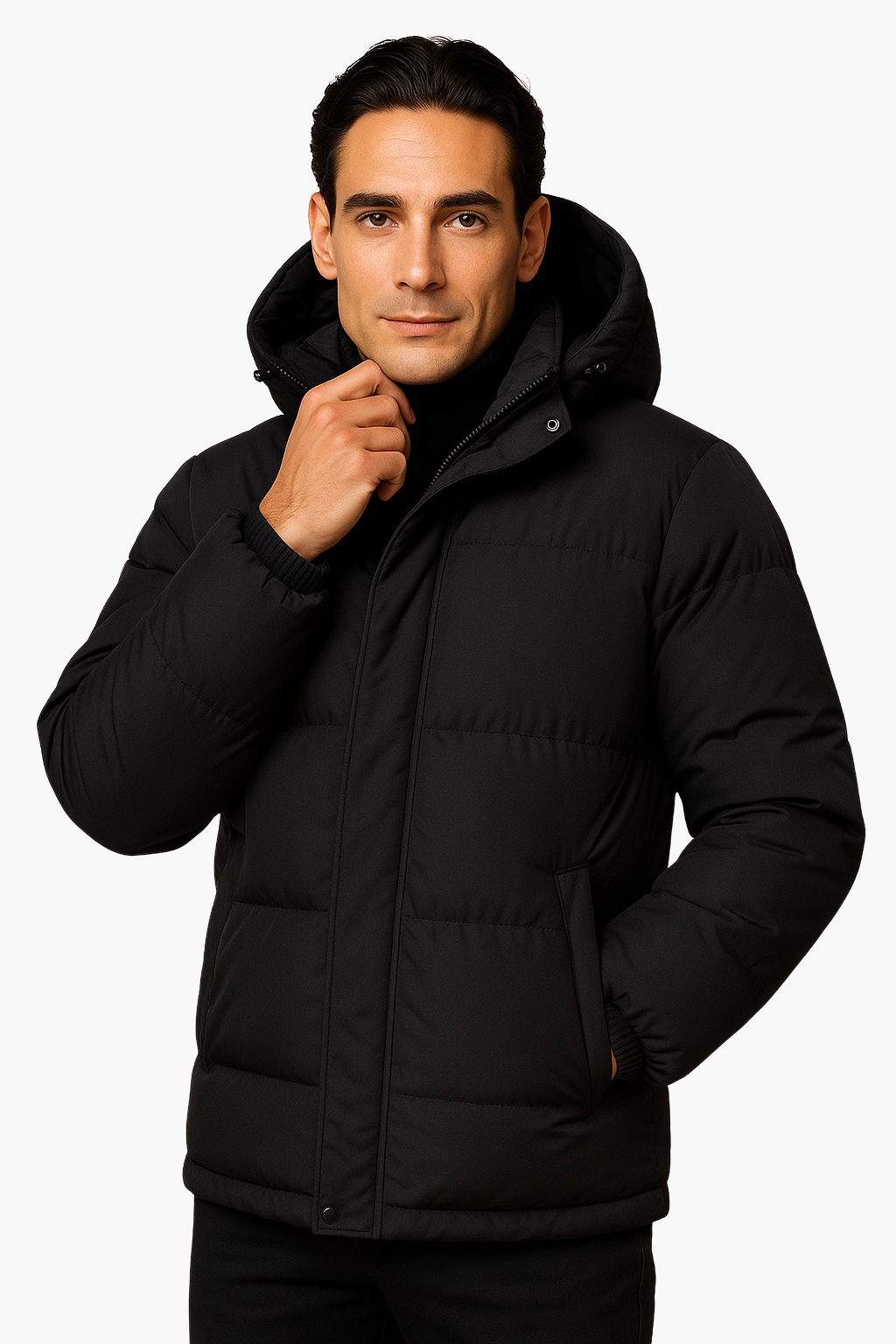 Falerro Men’s Hooded Puffer Jacket – Quilted Design