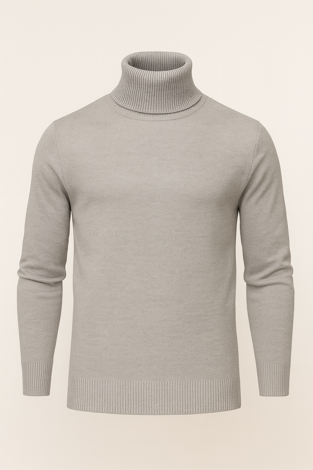 Falerro Men’s Turtleneck Sweater – Rib Knit Wool Blend