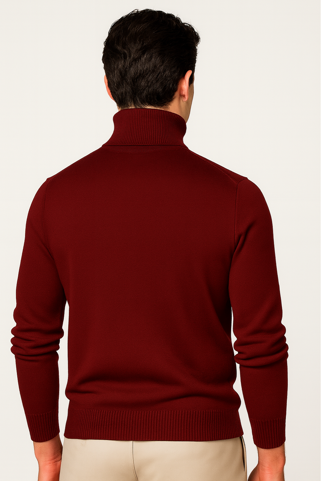 Falerro Men’s Turtleneck Sweater – Rib Knit Wool Blend