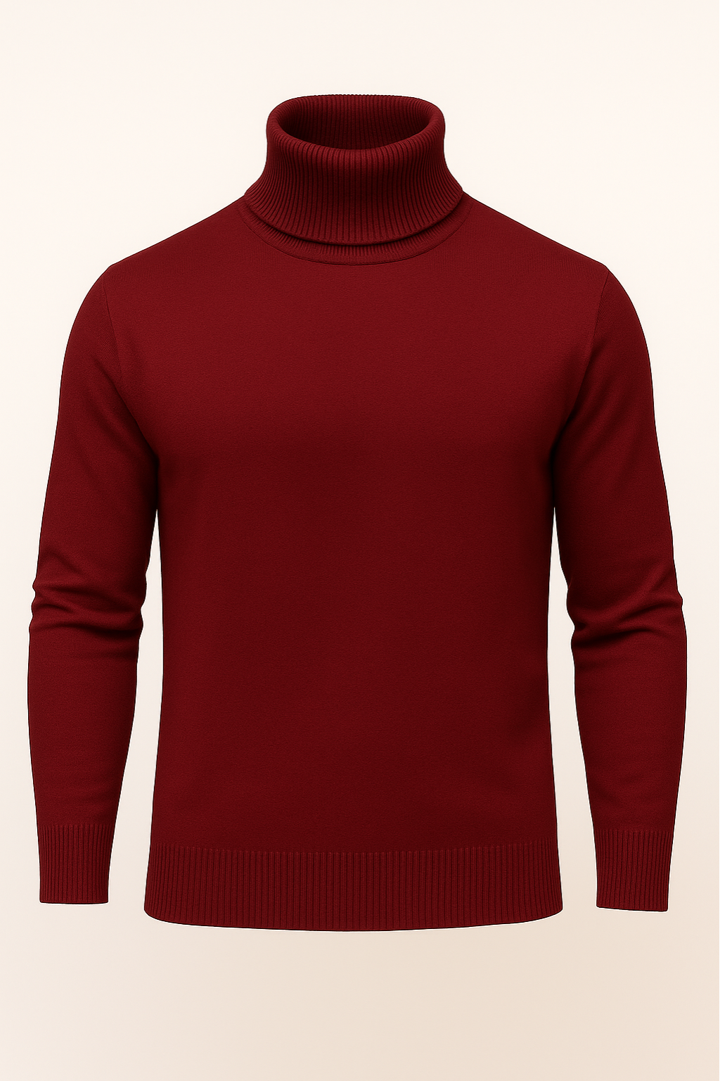 Falerro Men’s Turtleneck Sweater – Rib Knit Wool Blend