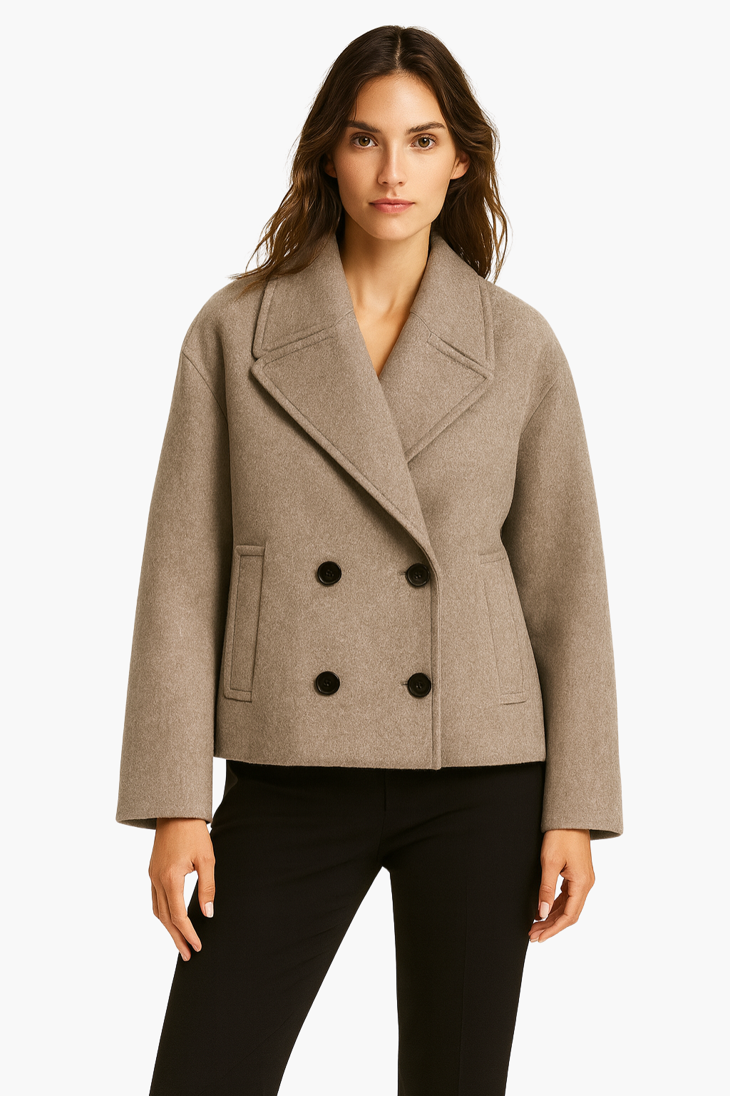 Falerro Women’s Wool Blend Double-Breasted Short Coat