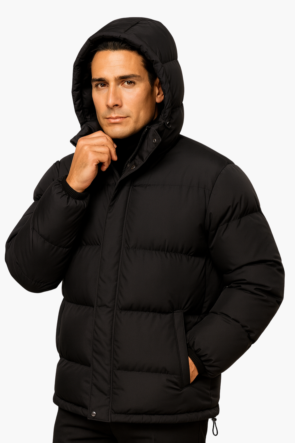 Falerro Men’s Hooded Puffer Jacket – Quilted Design