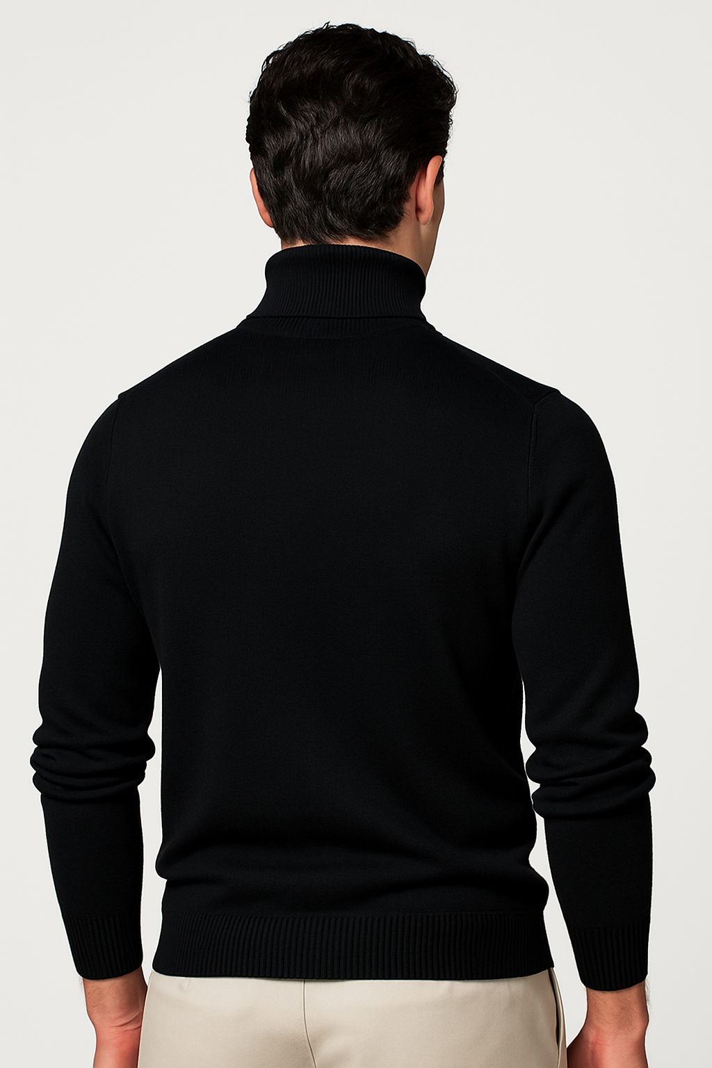 Falerro Men’s Turtleneck Sweater – Rib Knit Wool Blend