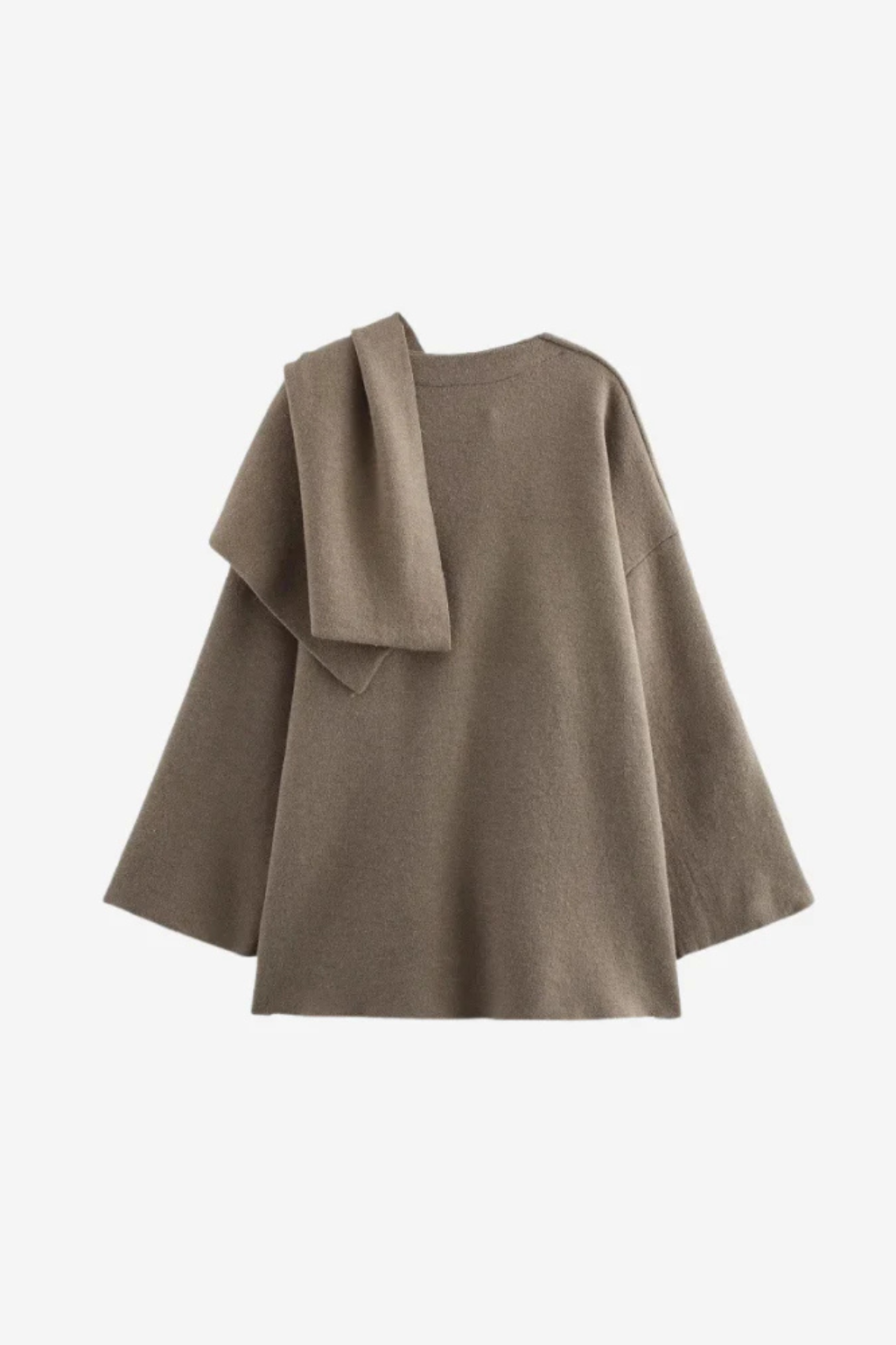 Falerro Women’s Wool Blend Open Front Coat with Scarf Collar