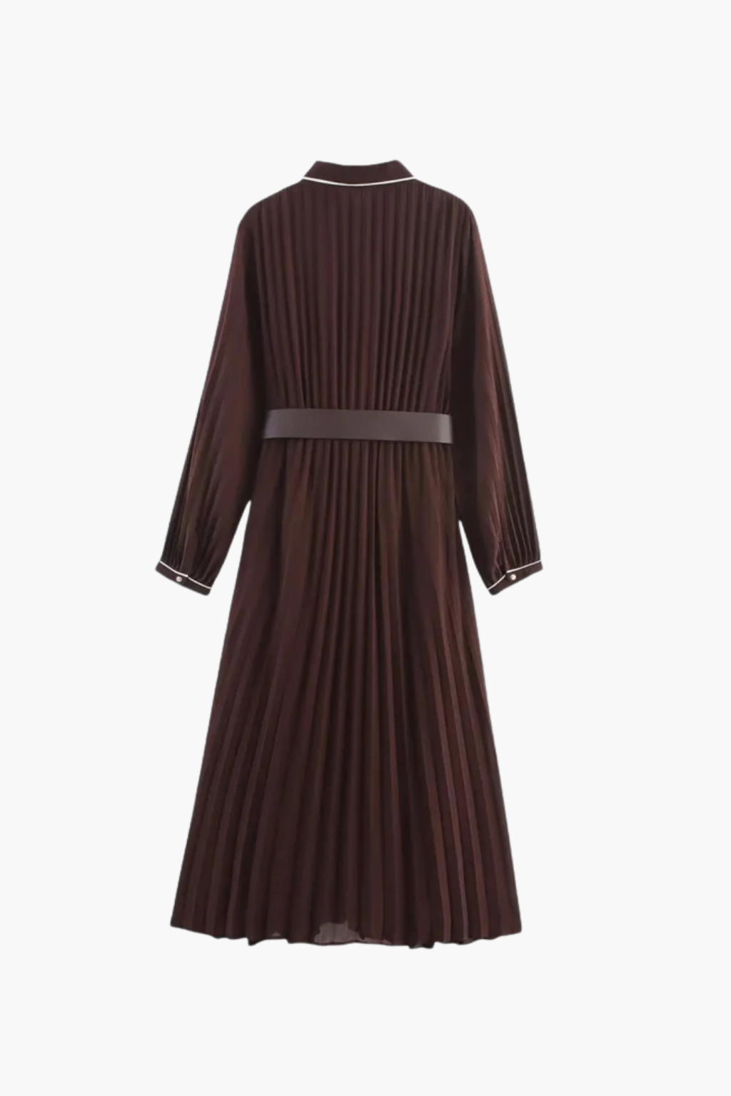 Falerro Women’s Long Sleeve Belted A-Line Midi Dress