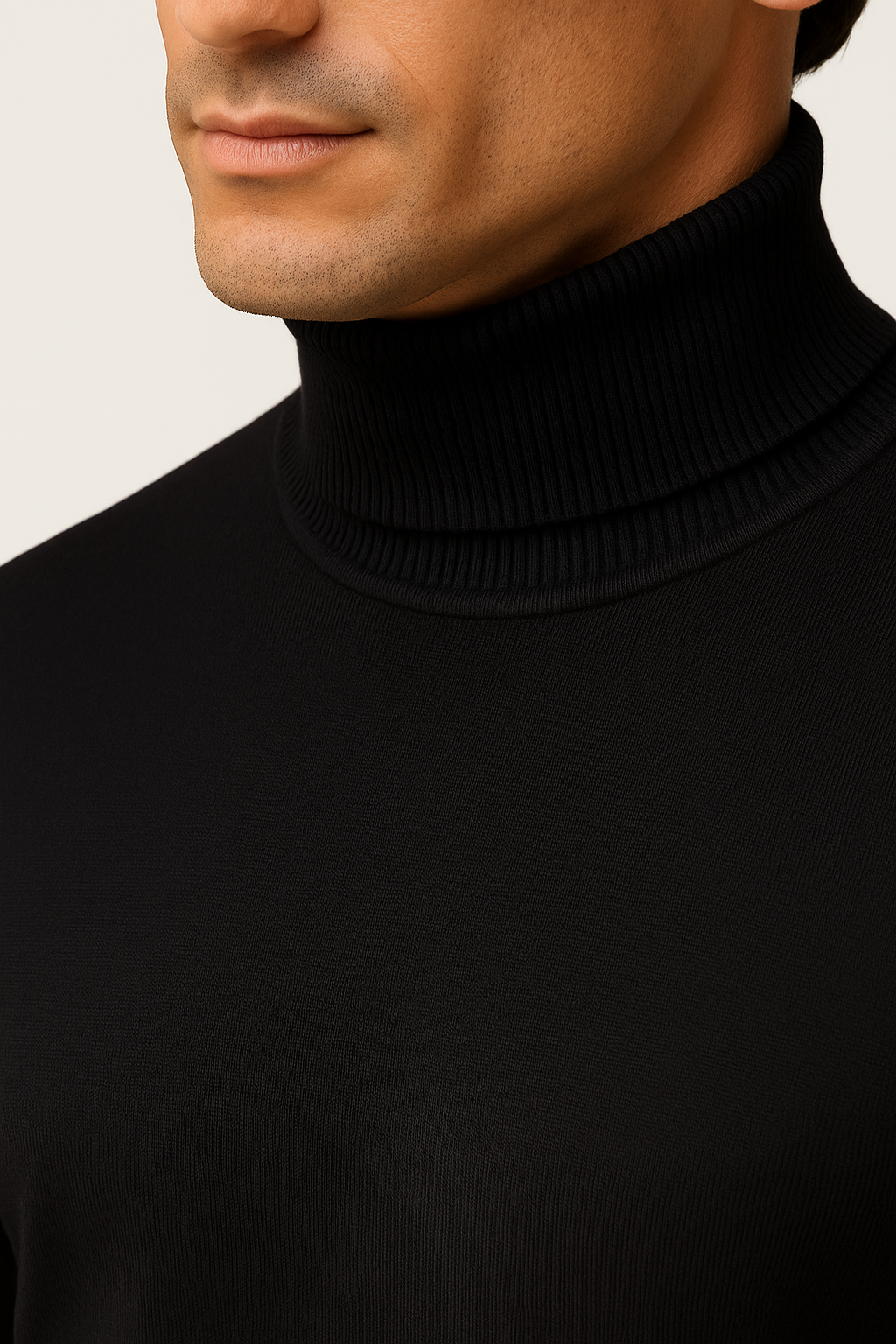 Falerro Men’s Turtleneck Sweater – Rib Knit Wool Blend