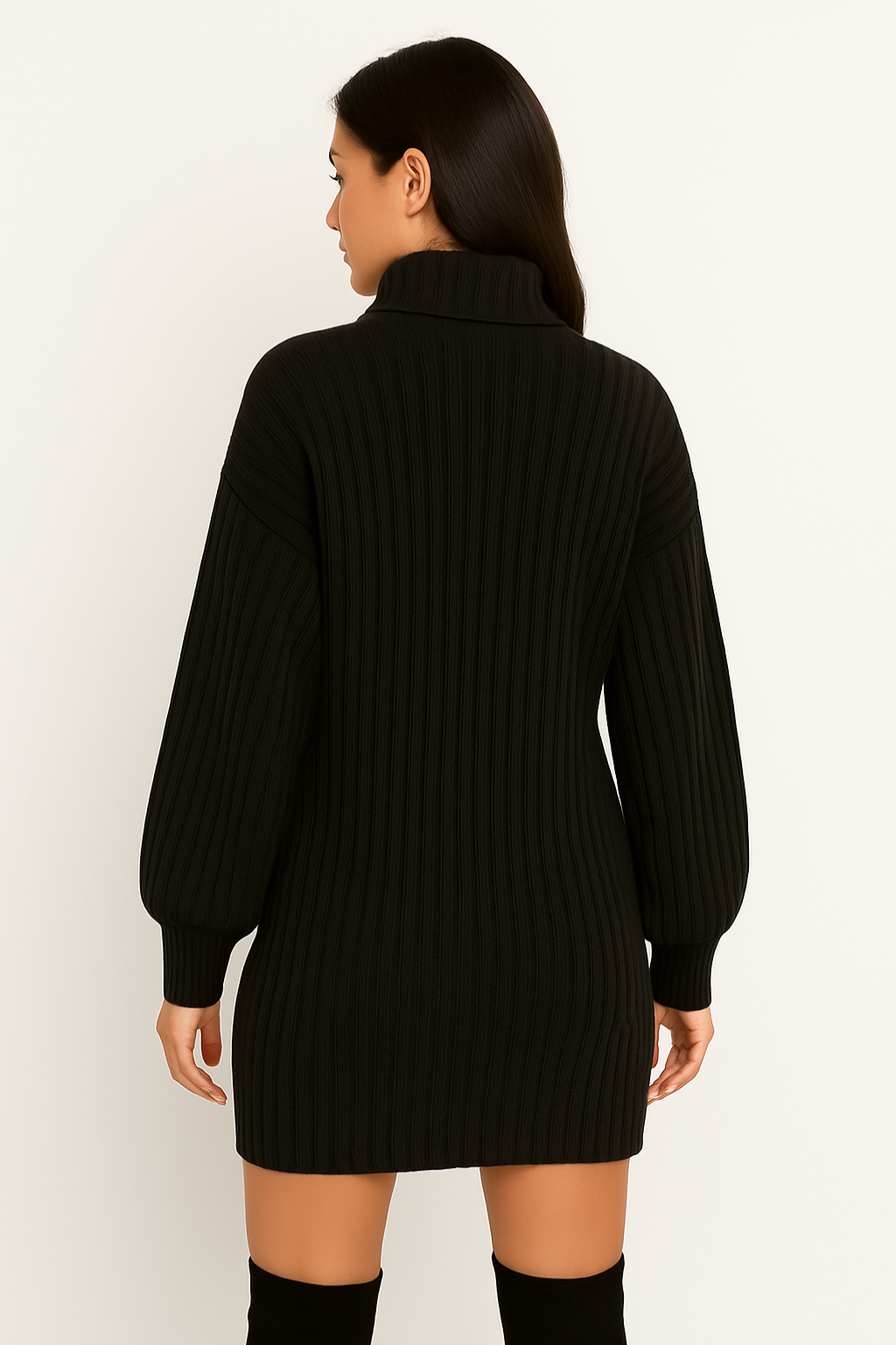 Falerro Women’s Ribbed Knit Turtleneck Sweater Dress