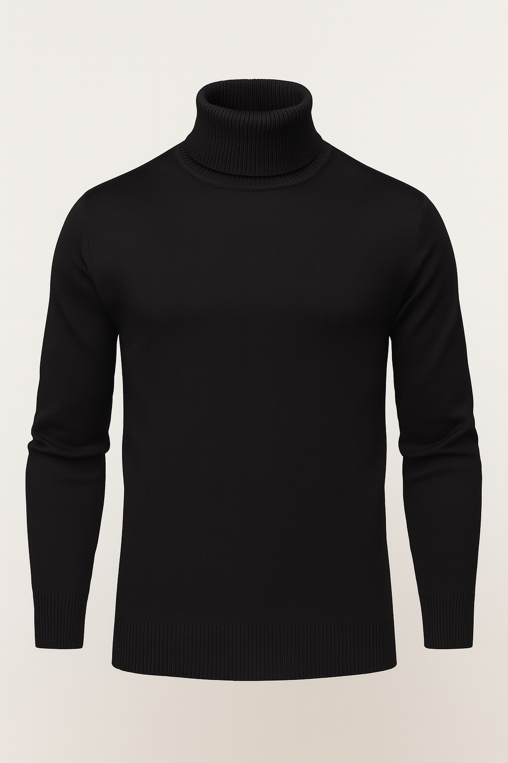 Falerro Men’s Turtleneck Sweater – Rib Knit Wool Blend
