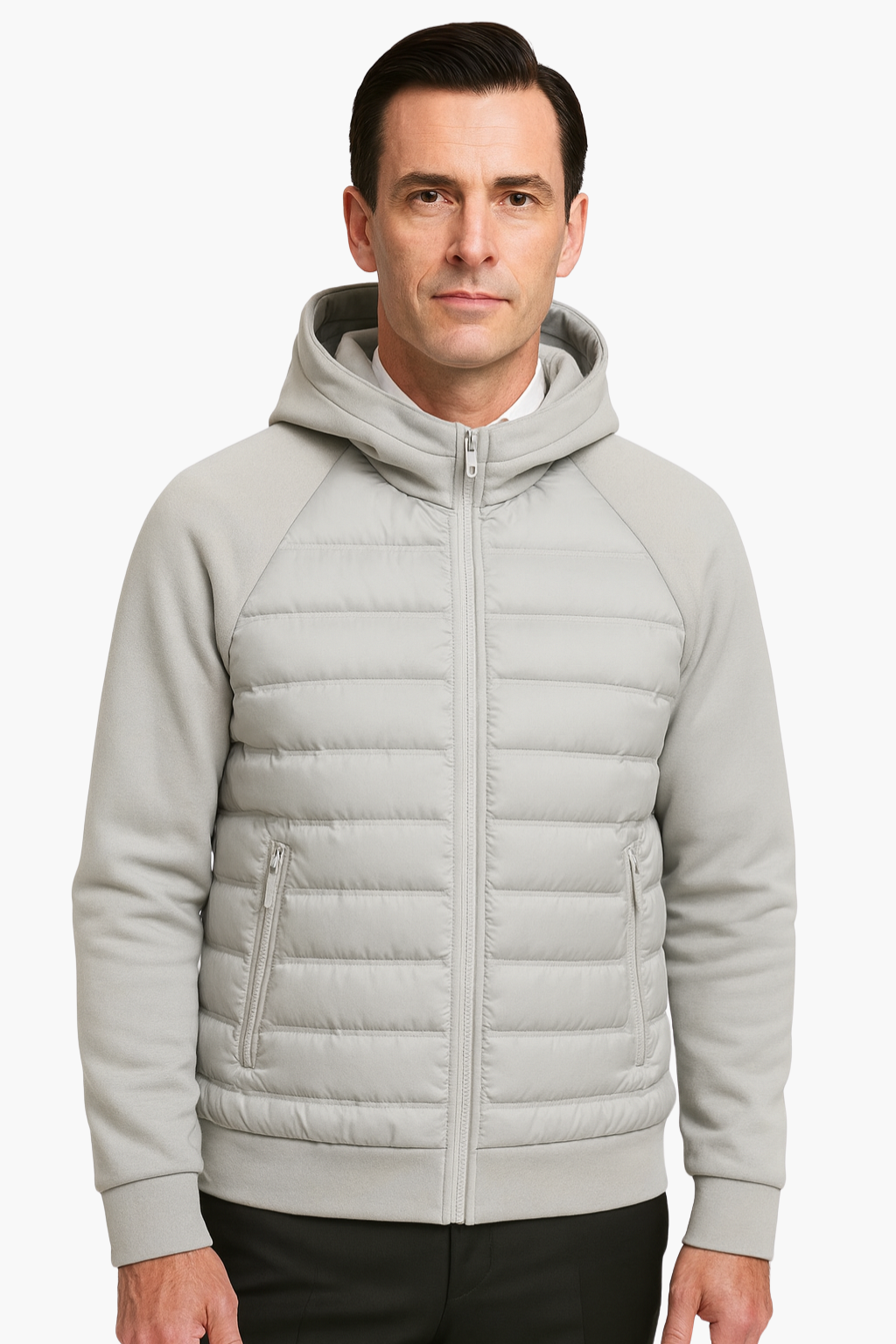 Falerro Men’s Hooded Down Jacket – Quilted Duck Down Fill