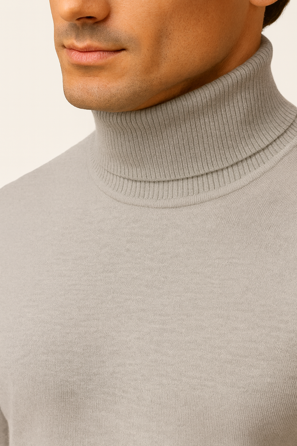 Falerro Men’s Turtleneck Sweater – Rib Knit Wool Blend